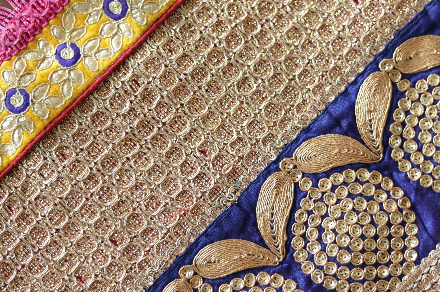 Boho Handmade Pink Net PlaceMat,Kitschy Indian Table Décor,Upcycled Trims Borders Table Mat,Prayer Mat,Embroidered Lace Tapestry,Price/pc