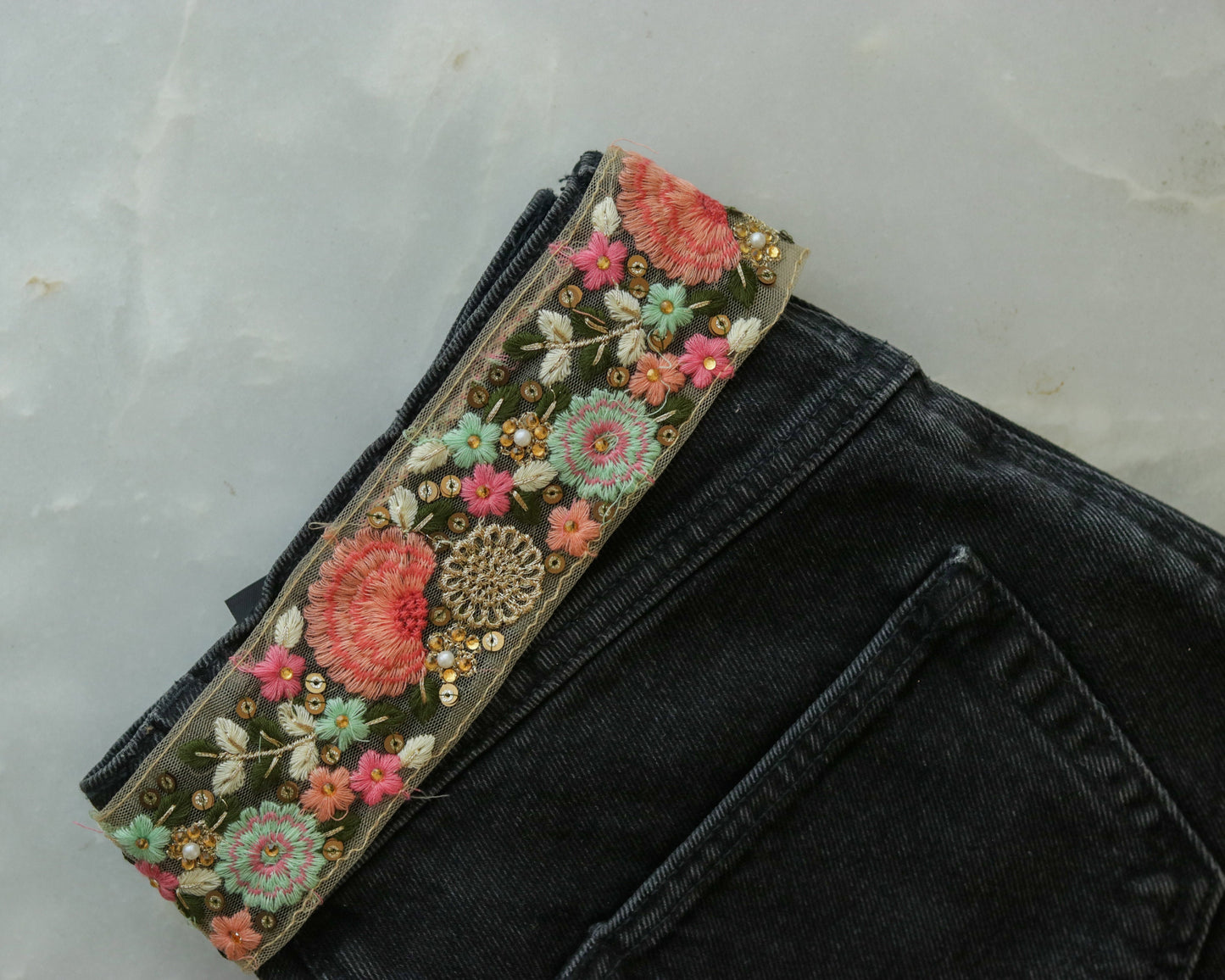 Pink Floral Embroidered Net Trim,Pink Floral Border,Floral Embroidery Lace,Peach Fuzz Net Lace,Floral Trim,Indian Trim,Saree Border,Price/mt