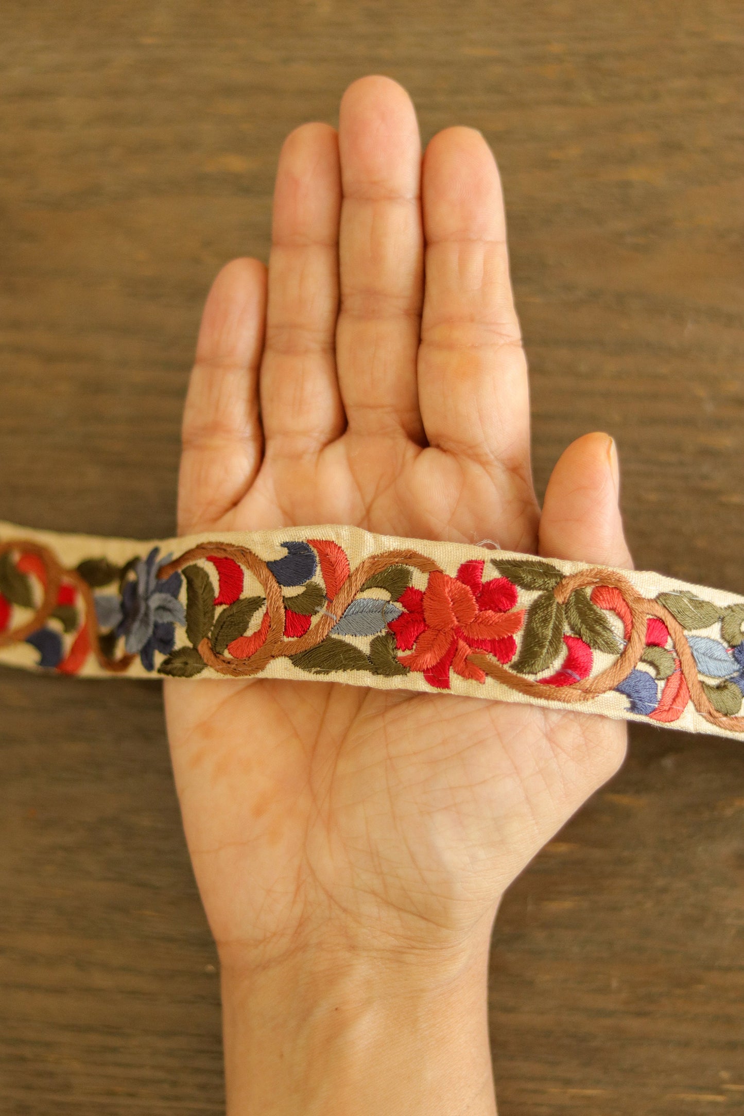 Red Grey Floral Embroidered Trim,Indian Fabric Embroidered Border,Rust Red Floral Lace,Parsi Embroidery Border,Red Saree Border,Price/mtr