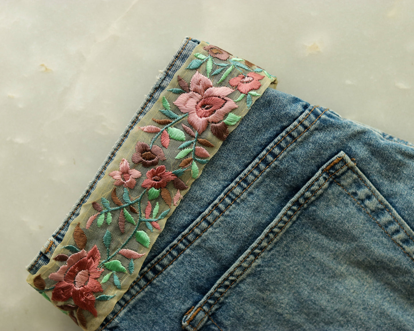 Pink Pastel Floral Embroidered Trim,Indian Fabric Embroidered Border,Pink Floral Lace,Parsi Embroidery Border,Pastel Saree Border,Price/mtr