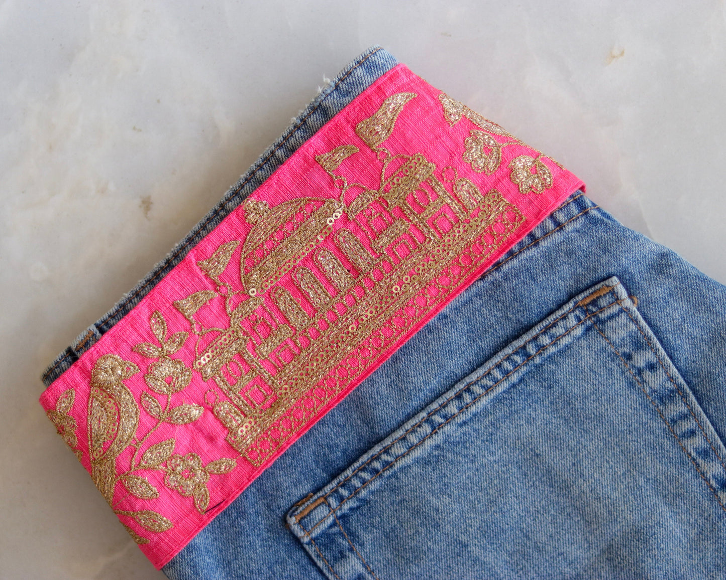 Pink Gold Parrot Palace Trim,Pink Gold Embroidered Palace Border,Bird Palace Lace,Quirky Boho Trim,Indian Designer Saree Border,Price/mt, CL