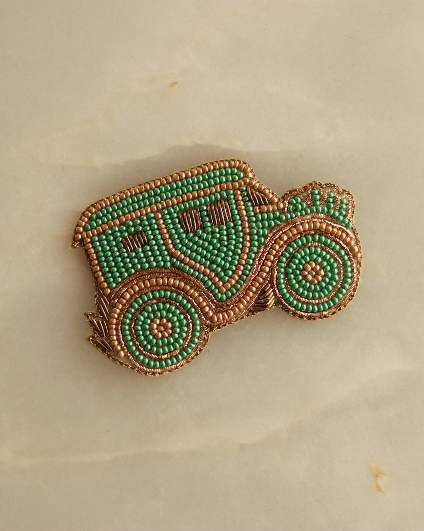 Vintage Car beaded embroidered patch,Green Quirky Handmade Beaded Car applique,Boho patch,Vehicle applique,Costume Denim Sew on DIY Patch