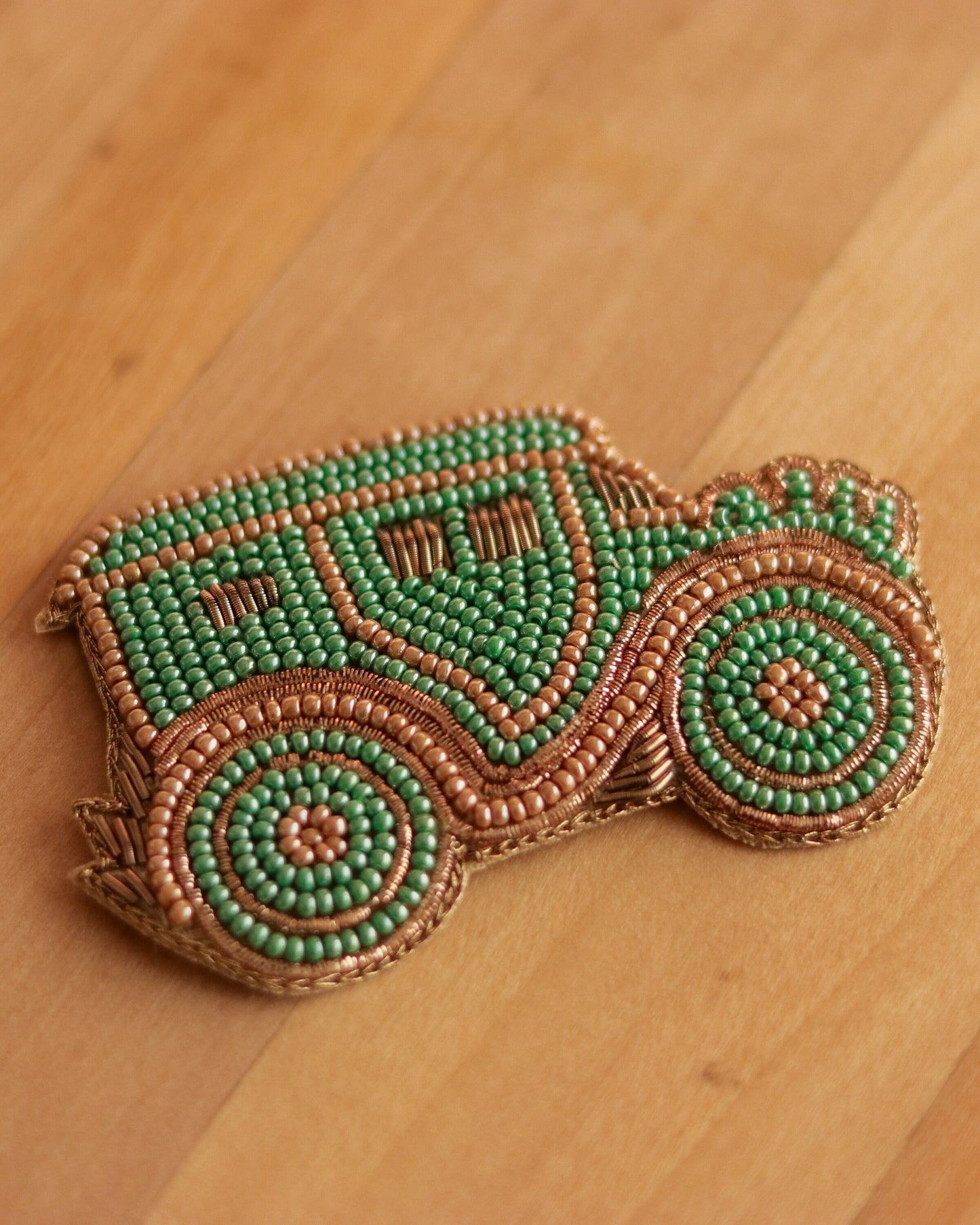 Vintage Car beaded embroidered patch,Green Quirky Handmade Beaded Car applique,Boho patch,Vehicle applique,Costume Denim Sew on DIY Patch