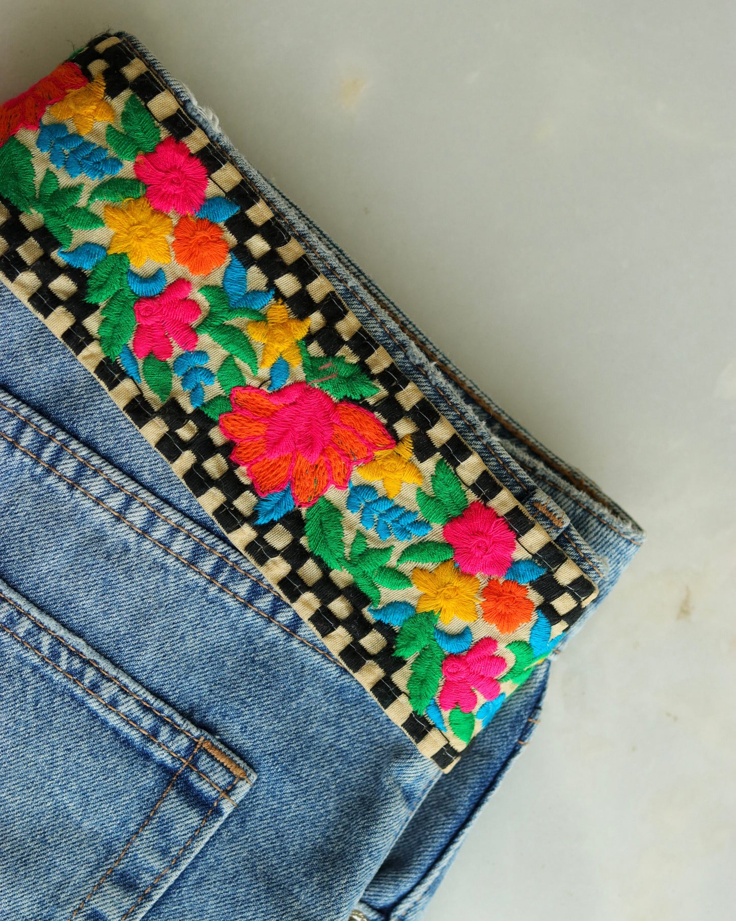 Red Checks Floral Embroidered Trim,Indian Fabric Embroidered Border,Red Green Floral Lace,Multicolour Border,White Saree Border,Price/mtr