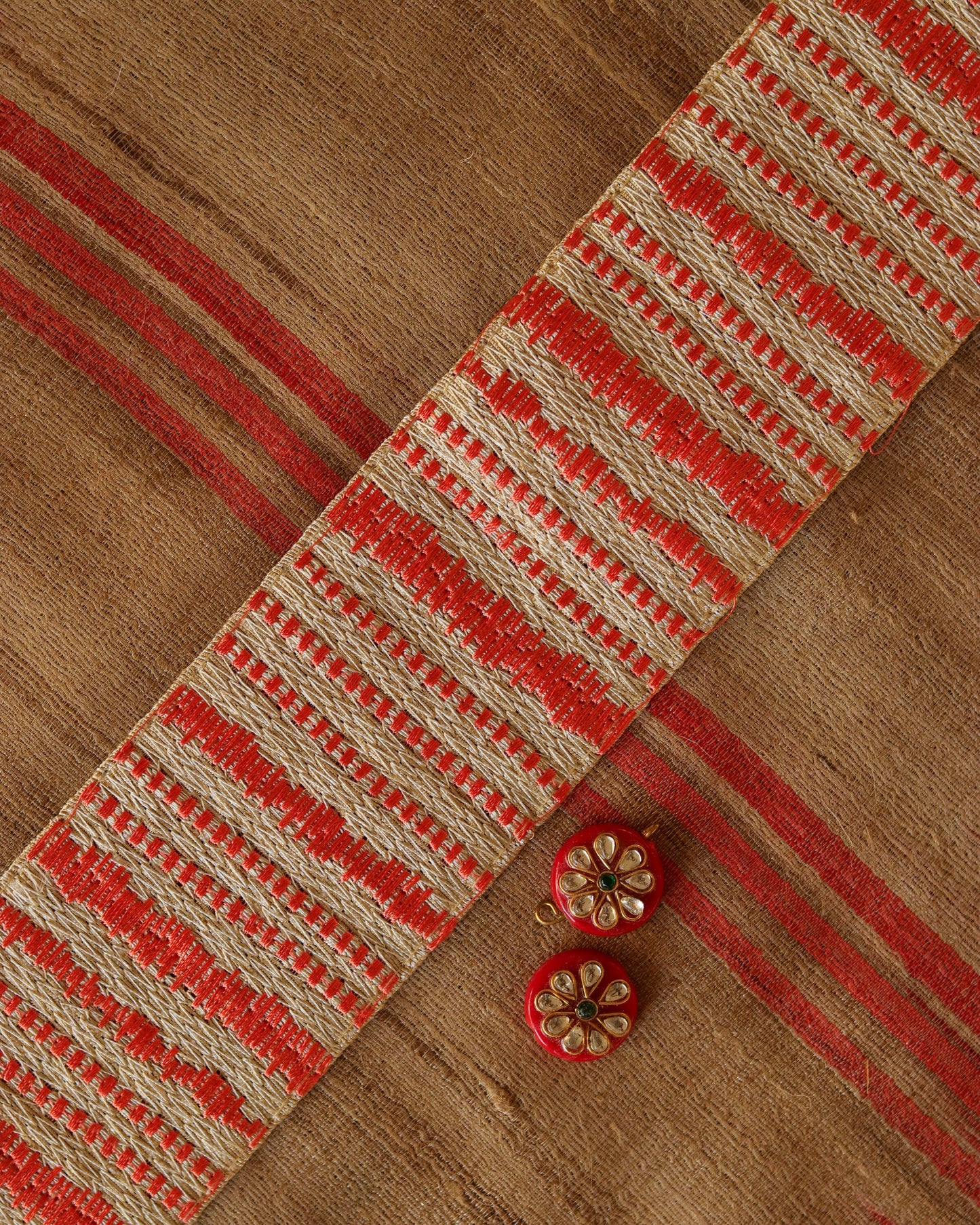 Peach White Woven Indian Trim,Orange Cream Weave Border,Striped Lace,Geometric Barcode Design Trim,Zebra Stripes Saree Border,Price/mtr,