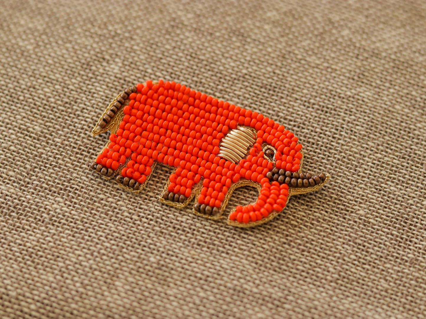 Orange Elephant Beaded Patch,Handmade embroidered applique,Orange Elephant Patch,Animal patch,Denim Patch,Sew on applique,DIY Patch