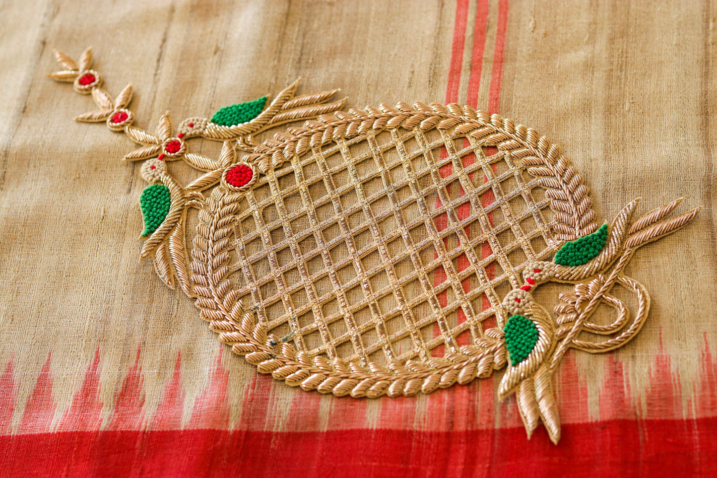 Large Gold Parrot embroidered patch,Handmade embroidered applique,Green Gold bird patch,Costume Denim Patch,Sew on applique,DIY Patch