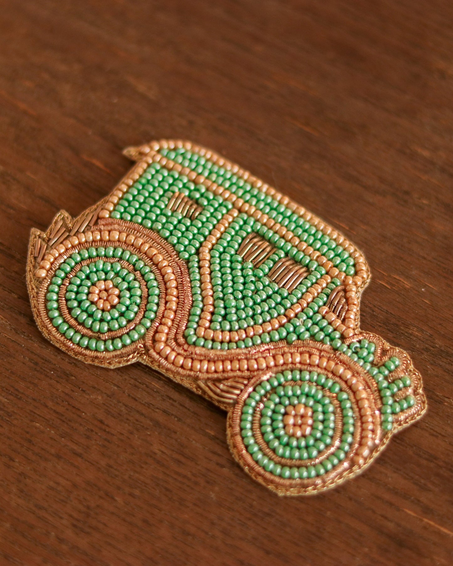 Vintage Car beaded embroidered patch,Green Quirky Handmade Beaded Car applique,Boho patch,Vehicle applique,Costume Denim Sew on DIY Patch