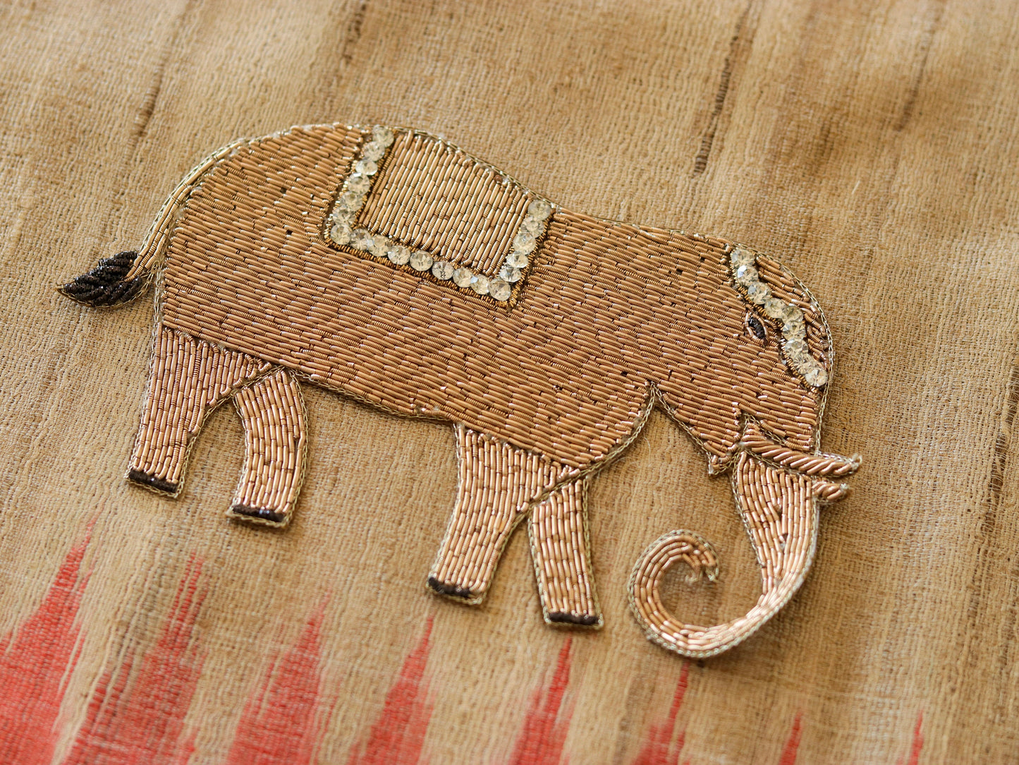 Golden Elephant Embroidered Patch,Handmade embroidered applique,Golden Elephant Applique,Animal patch,Denim Patch,Sew on applique,DIY Patch