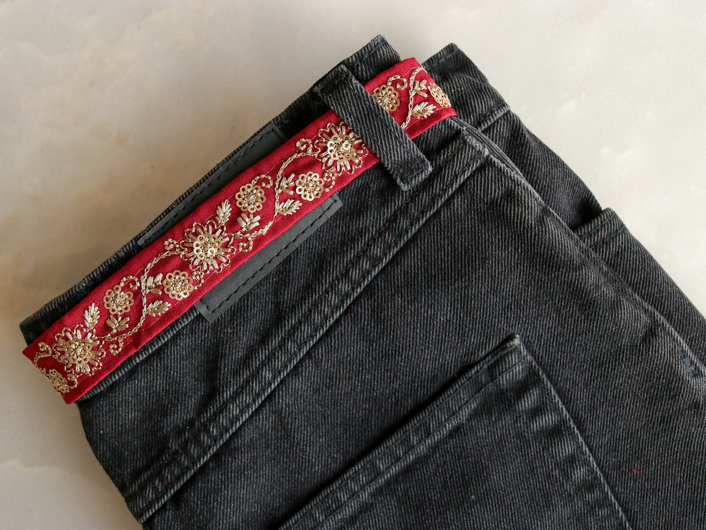 Red Gold Floral Embroidered Trim,Indian Floral Border,Red Sequin Lace,Red Bridal Trim,Fabric Trim,Saree Border,Price/mtr