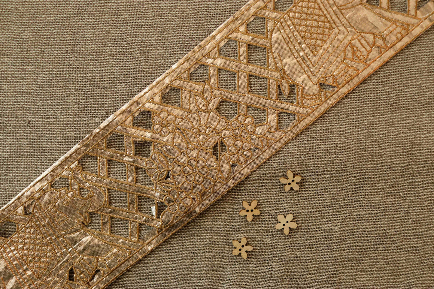 Gold Foil Elephant Cutwork Trim,Rose Gold Elephant Floral Border,Boho Animal Lace,Royal Indian Designer Trim,Elephant Saree Border,Price/mtr