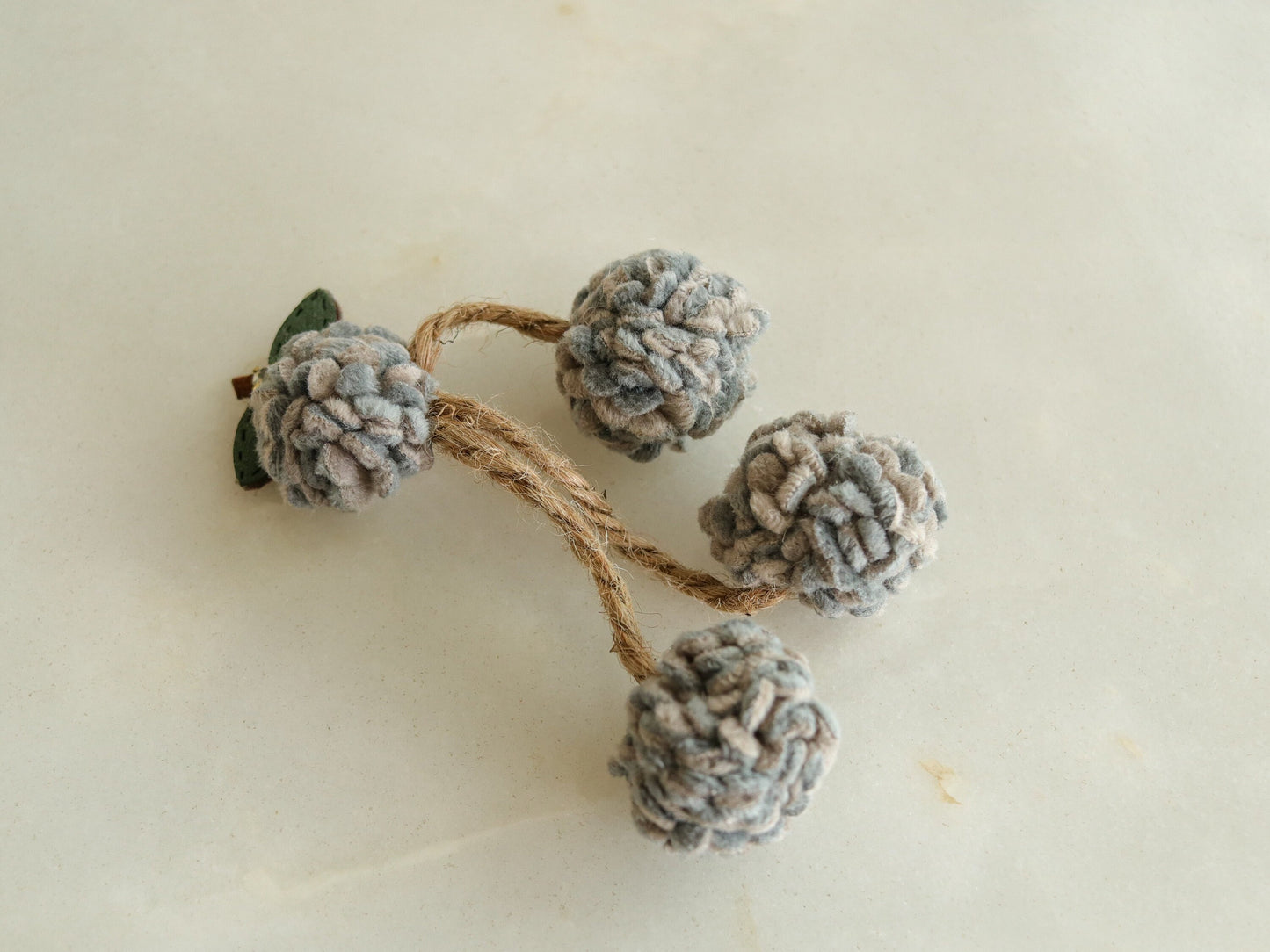 Grey Felt Floral Tassel,Handmade Grey Latkan,Boho Quirky Rustic Tassel,Purse Bag Charm,Christmas Tree Decoration