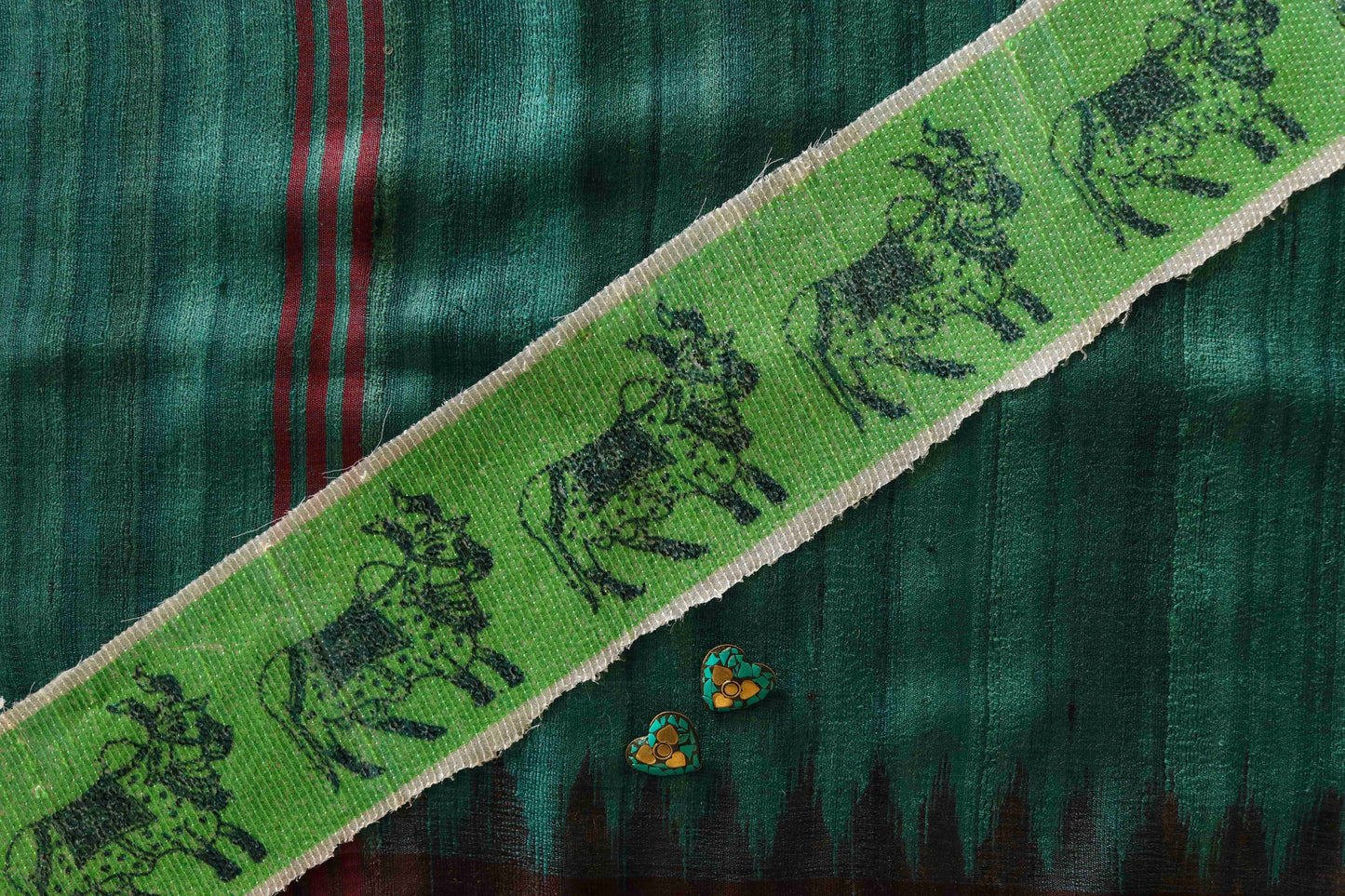 Green Cow Print Sequin Trim,Quirky Cow Print Border,Sequin Embroidered Lace,Boho Animal Trim,Indian Designer Saree Border,Price/mtr