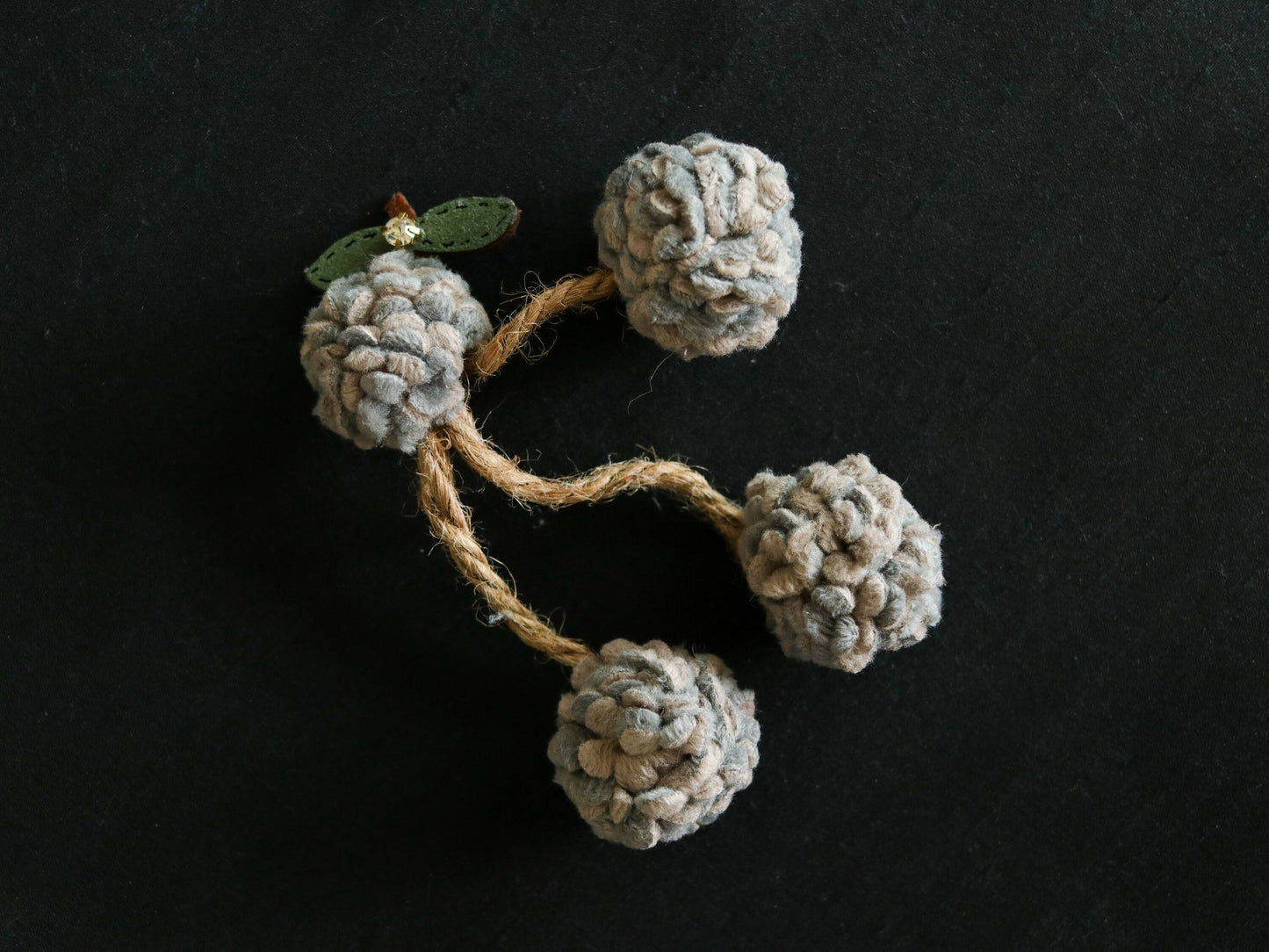 Grey Felt Floral Tassel,Handmade Grey Latkan,Boho Quirky Rustic Tassel,Purse Bag Charm,Christmas Tree Decoration