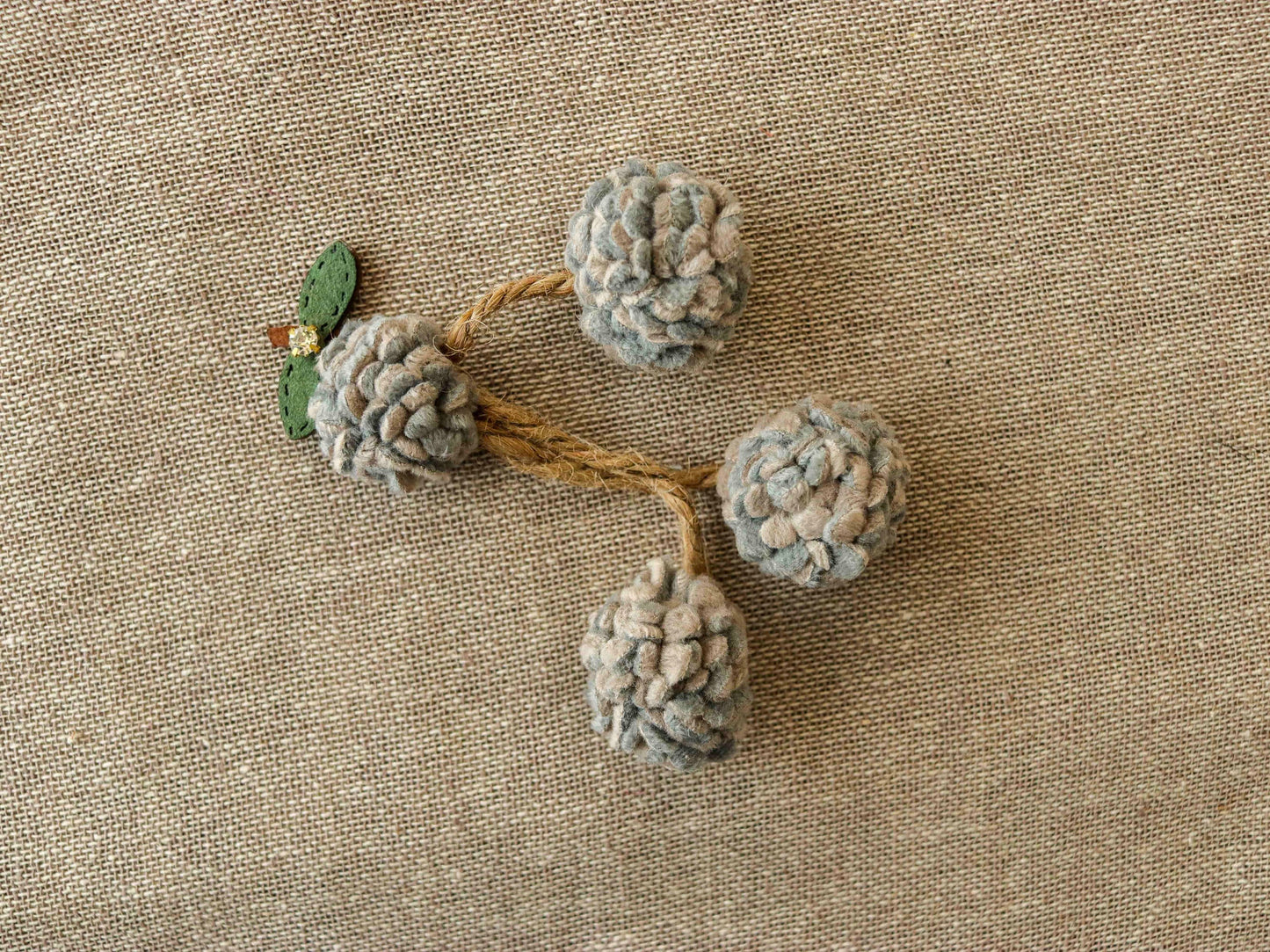 Grey Felt Floral Tassel,Handmade Grey Latkan,Boho Quirky Rustic Tassel,Purse Bag Charm,Christmas Tree Decoration