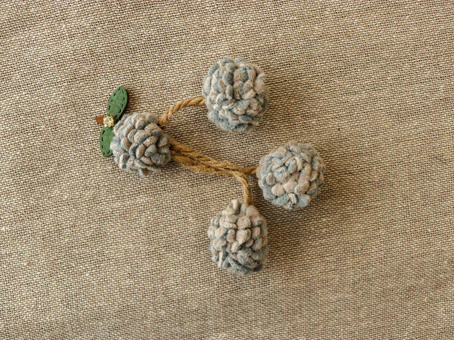 Grey Felt Floral Tassel,Handmade Grey Latkan,Boho Quirky Rustic Tassel,Purse Bag Charm,Christmas Tree Decoration