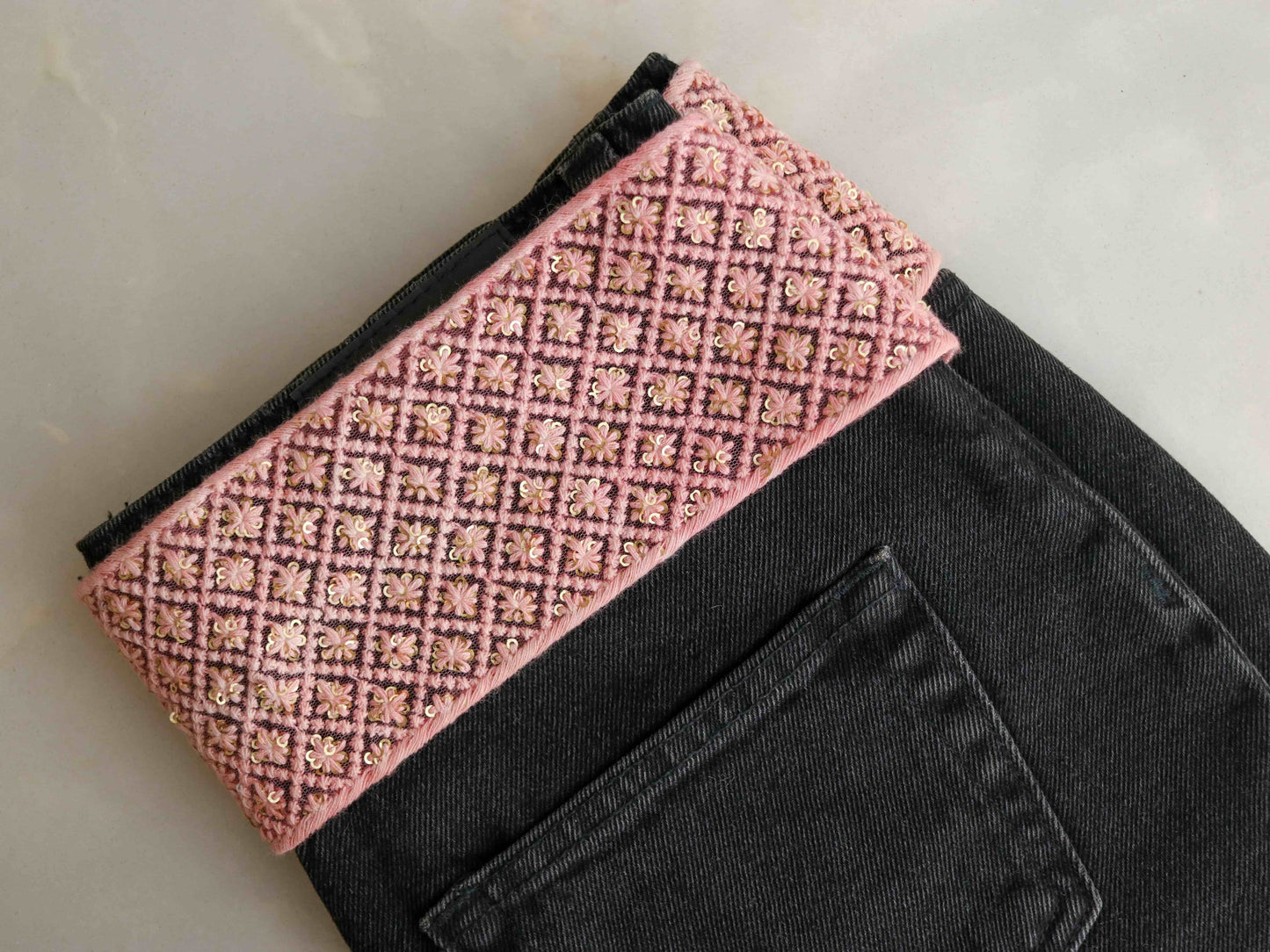 Pink Floral Self Embroidered Trim,Indian Fabric Net Sequins Border,Lucknowi Chikankari Lace,Pink Saree Border,Price/mtr