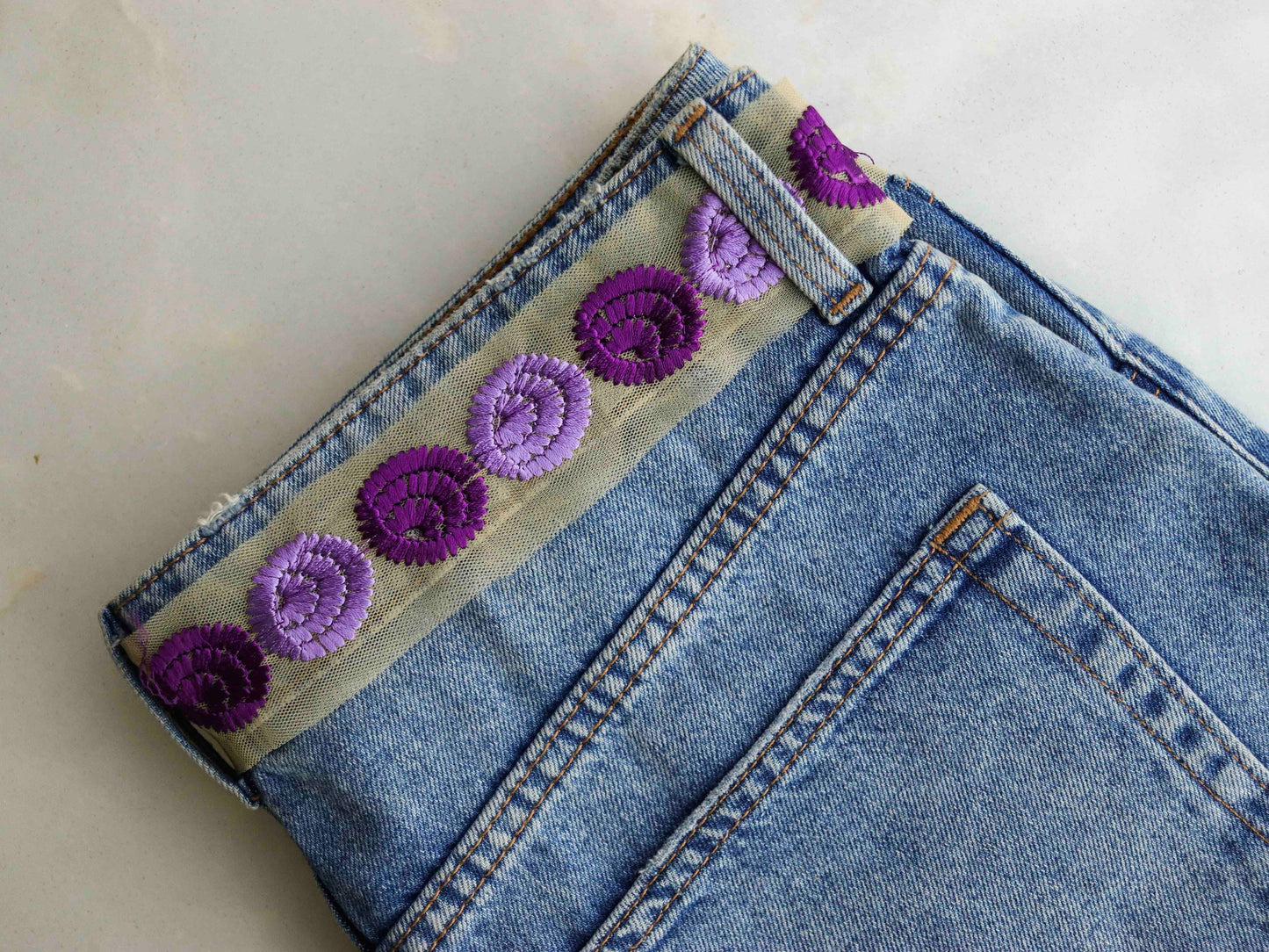 Purple Floral Embroidered Phulkari Trim,Indian Fabric Border,Floral Purple Net Lace,Boho Purple Floral Saree Border,Price/mtr