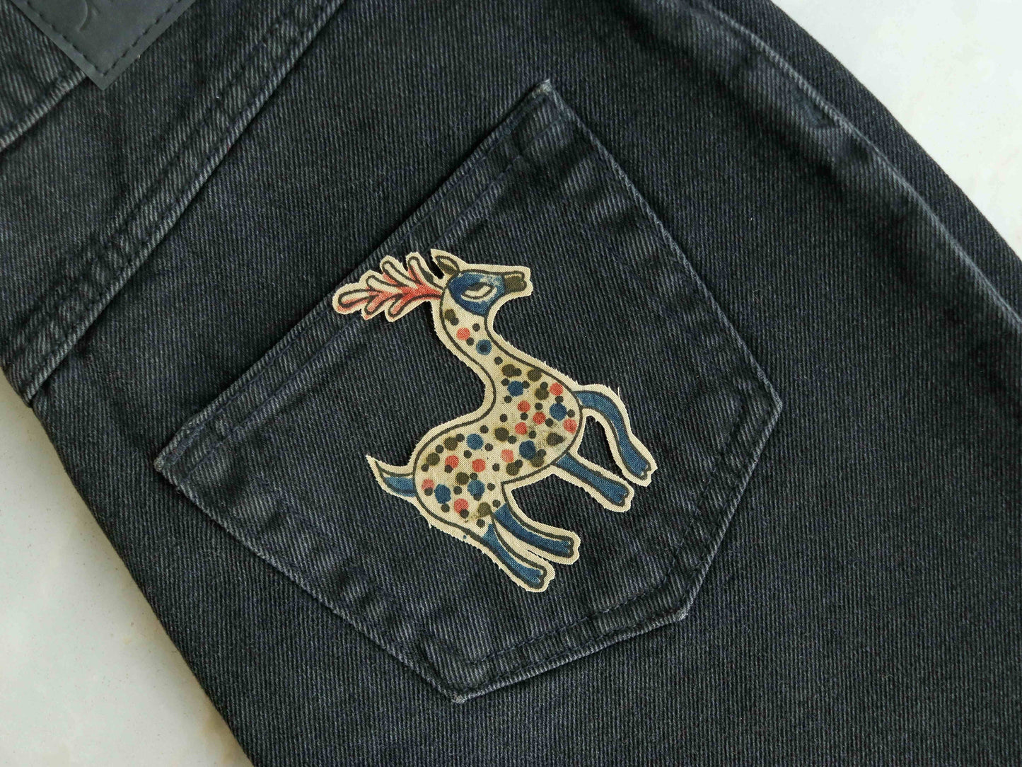 Quirky Kalamkari Deer Print Patch,Handmade Indian Printed Applique,Blockprint Animal Patch,Boho DIY Saree Patch,Small,2 pcs