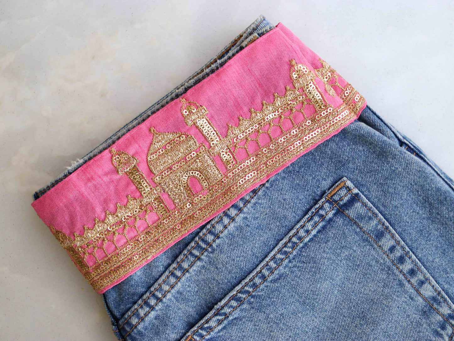 Pink Gold Tiger Palace Trim, Baby Pink Gold Embroidered Palace Border, Boho Animal Lace, Royal Indian Designer Trim, Price/mtr