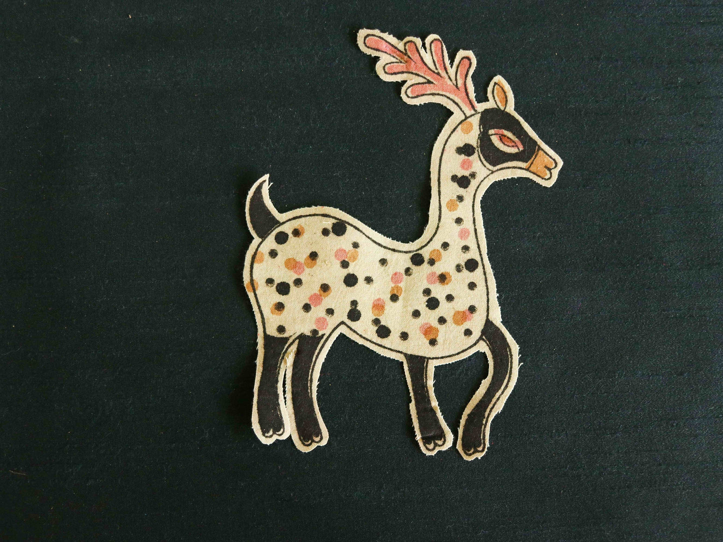 Quirky Kalamkari Deer Print Patch,Handmade Indian Printed Applique,Blockprint Animal Patch,Boho DIY Saree Patch,Medium,1 Piece