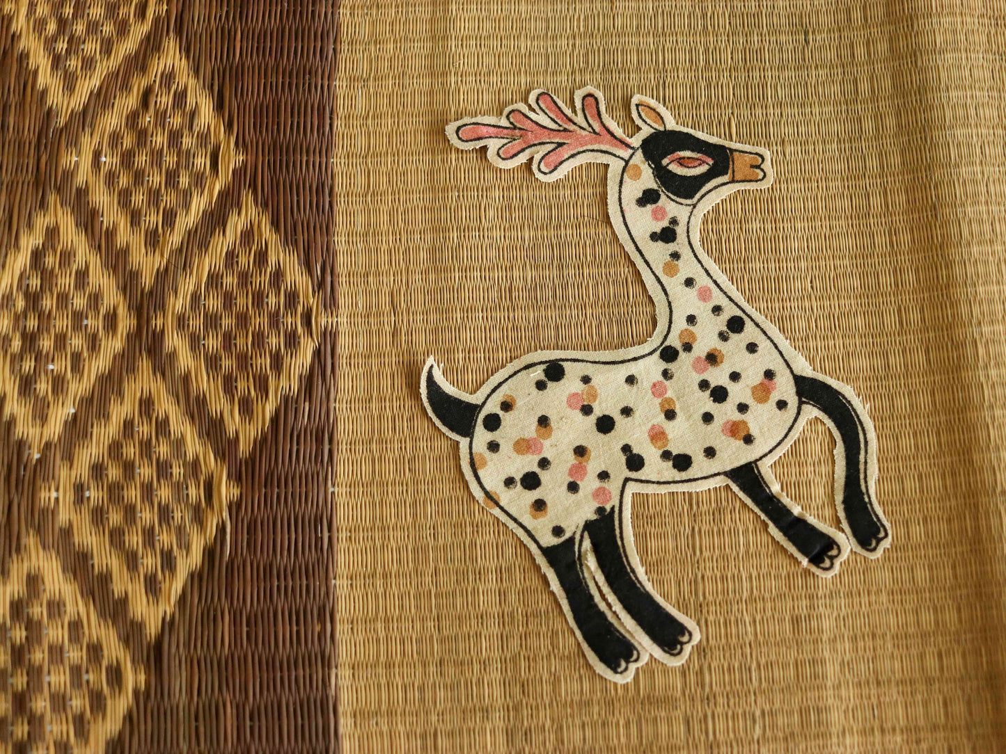 Quirky Kalamkari Deer Print Patch,Handmade Indian Printed Applique,Blockprint Animal Patch,Boho DIY Saree Patch,Medium,1 Piece