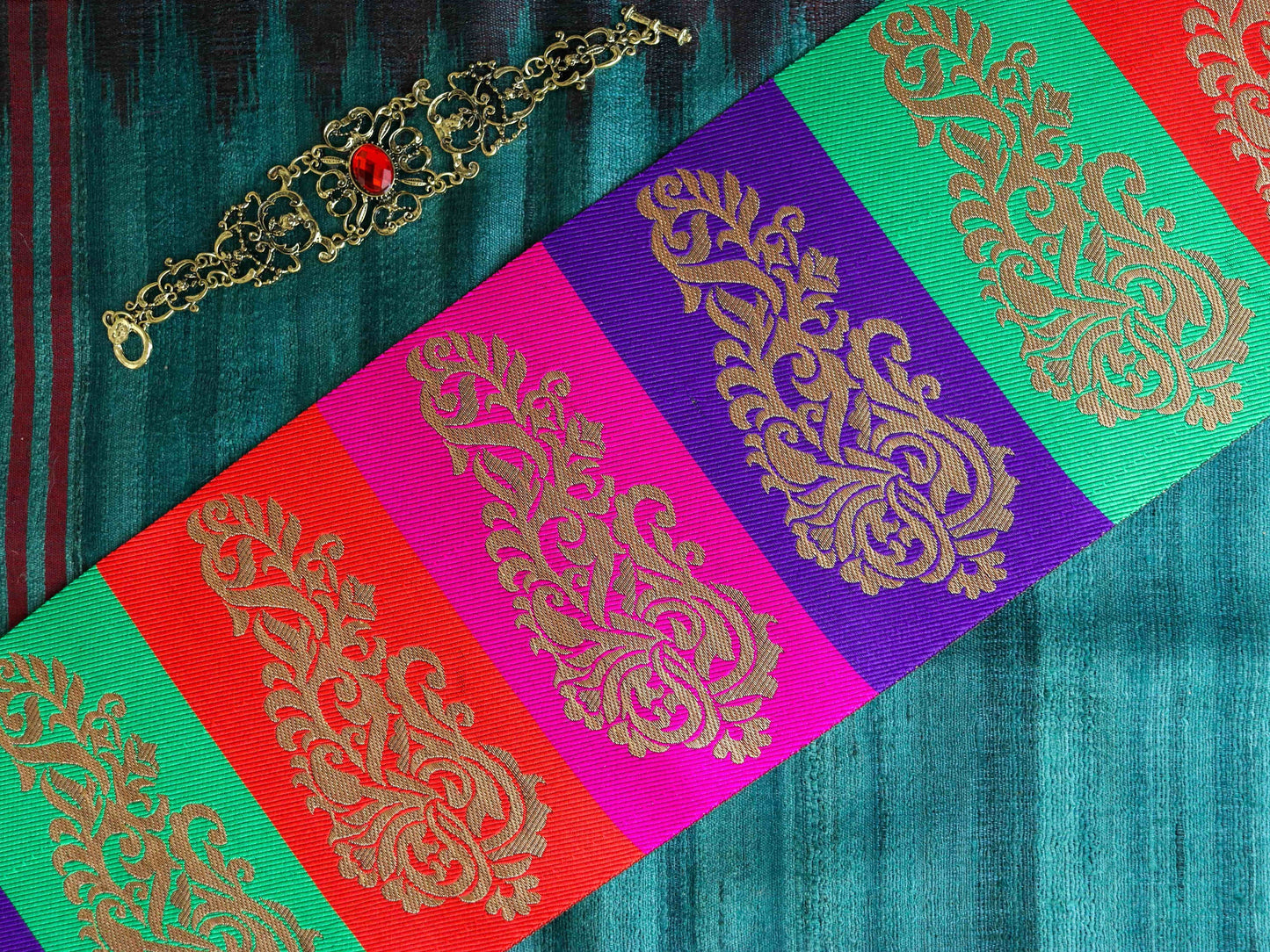 Multicolour Floral Brocade Trim,Colourful Floral Border,Rainbow Border,Designer Indian Lace,Bridal Saree Border,Price/mtr, CL
