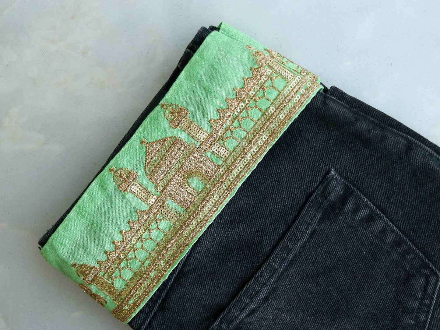 Green Gold Tiger Palace Trim,Mint Green Gold Embroidered Palace Border,Boho Animal Lace,Royal Indian Designer Trim,Price/mtr