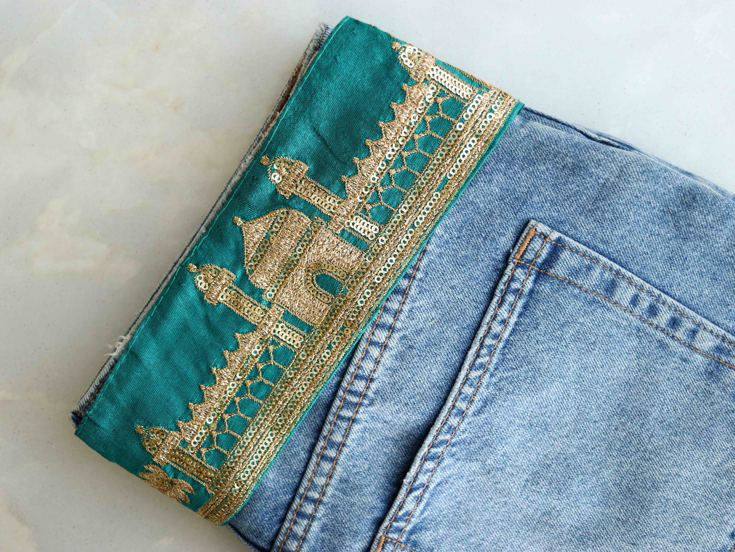 Green Gold Tiger Palace Trim,Green Gold Embroidered Palace Border,Boho Animal Lace,Royal Indian Designer Trim,Price/mtr