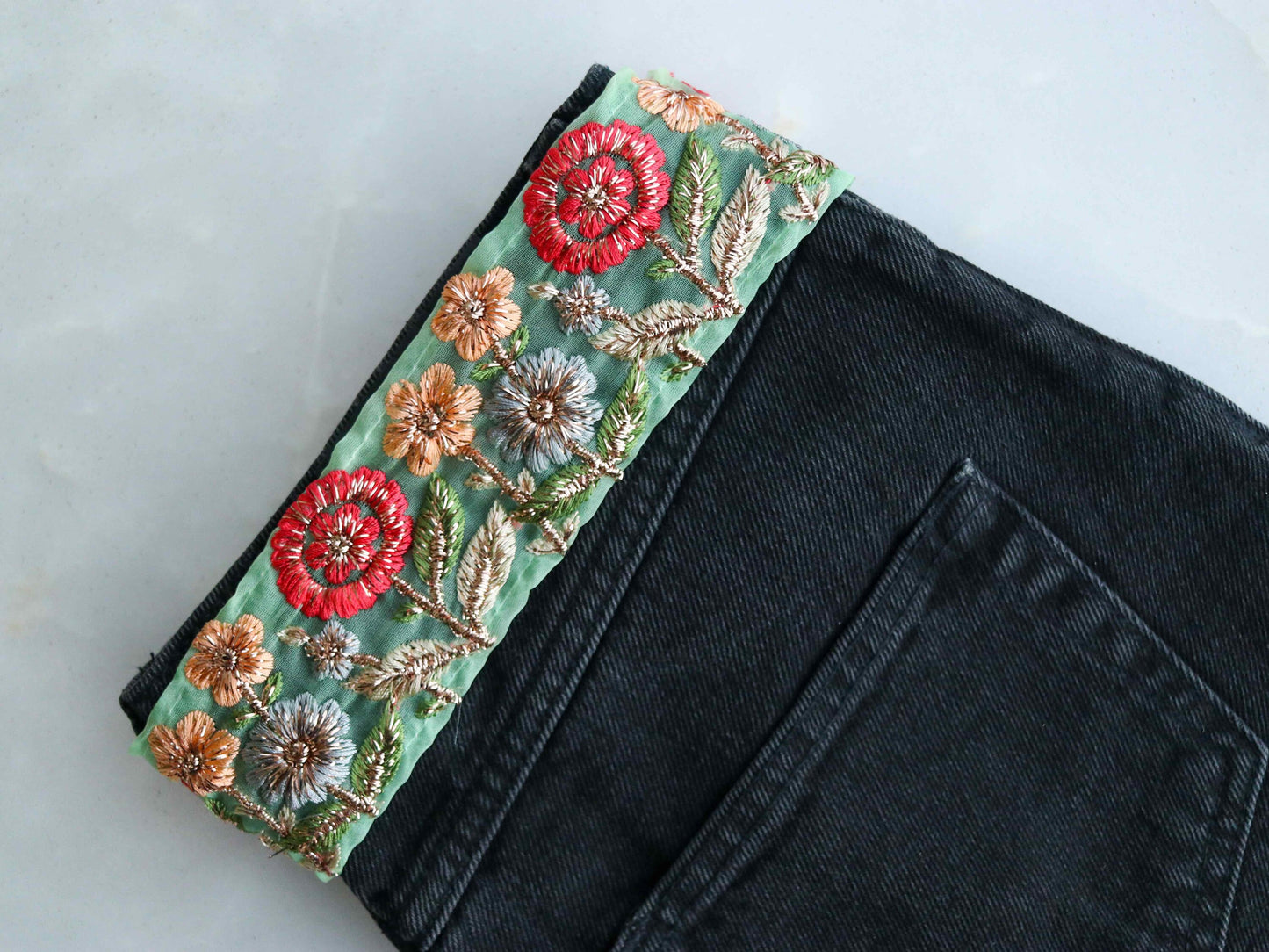 Mint Red Floral Embroidered Trim,Green Tissue Floral Lace,Indian Fabric Trim,Green Gold Floral Organza Saree Border,Price/mtr