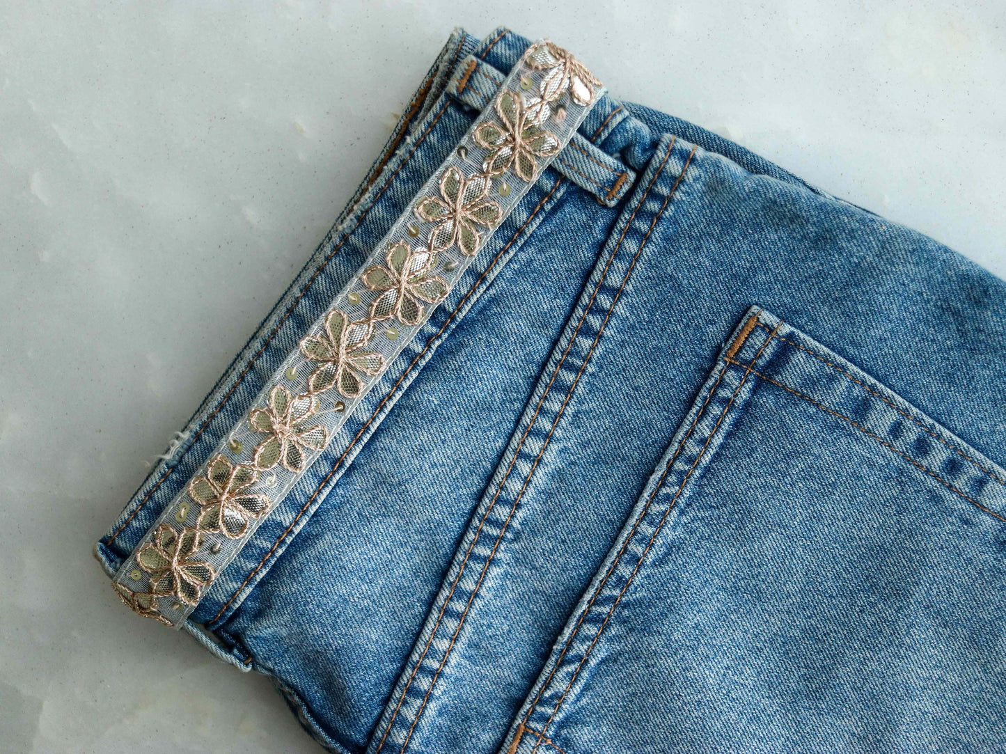 Grey Gold Floral Embroidered Trim,Gold Gota Floral Border,Gota Floral Lace,Bridal Saree Border,Indian Fabric Trim,Price/mtr