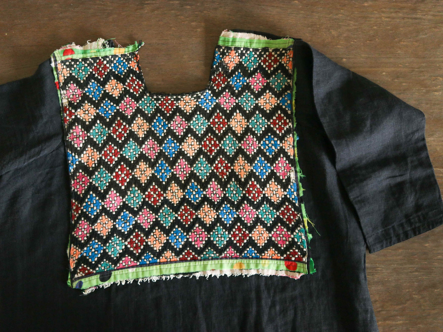 Vintage Boho Banjara Yoke Neckline,Handmade Indian Embroidered Neck Patch,Upcycled Recycled Kutchi Sindhi Afghan Tribal Embroidery Applique