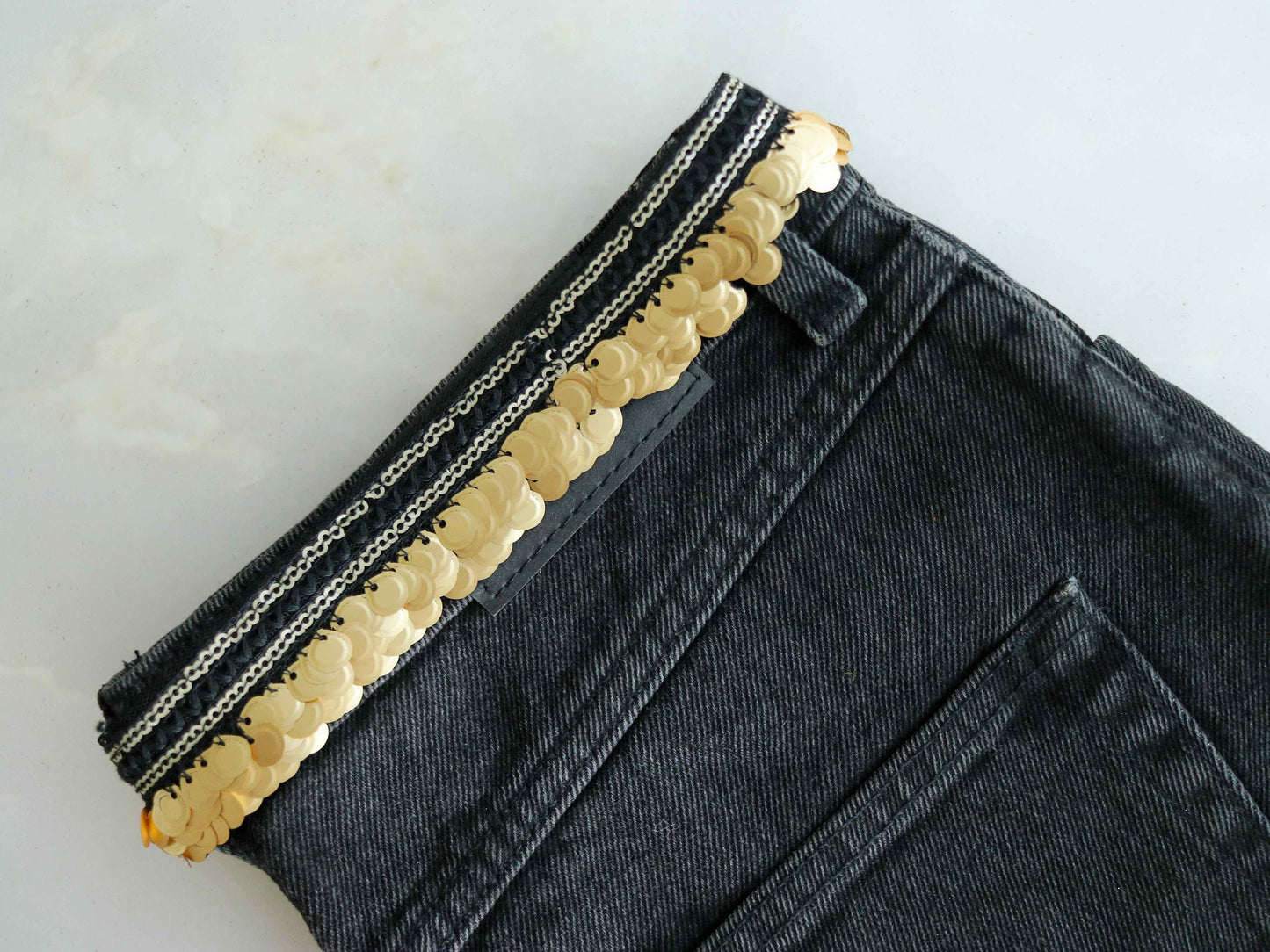 Black Gold Sequin Fringe Trim,Handmade Black Sequin Net Border,Boho Black Lace,Belly Dancing Trim,Coin Saree Border,Price/mtr