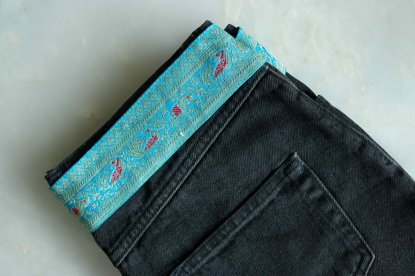 Blue Peacock Elephant Banarasi Trim,Handmade Banarasi Border,Indian Brocade Lace,Designer Bird Blue Saree Border,Price/mtr