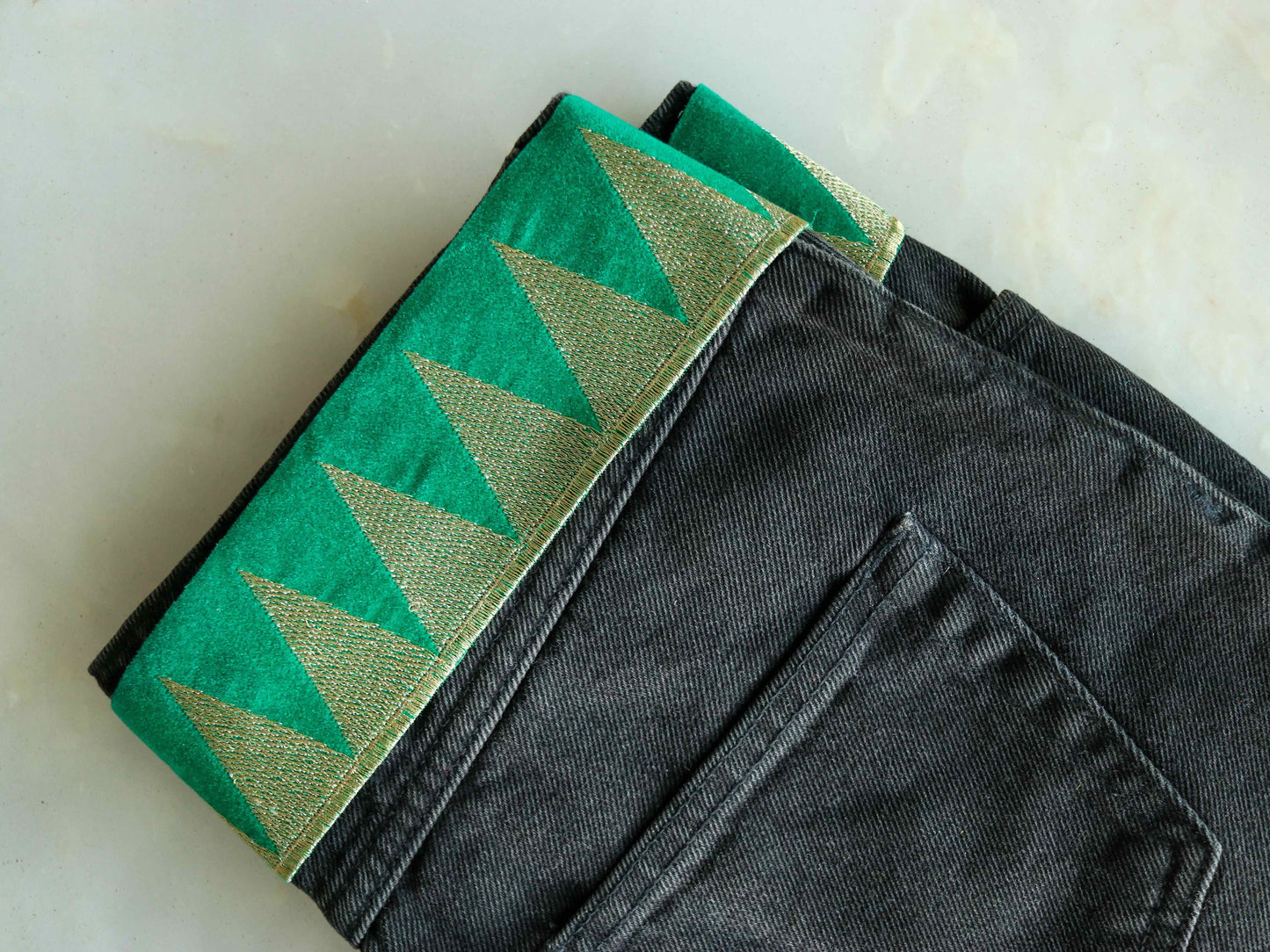 Green Gold Triangle Velvet Trim,Indian Temple Weave Border,Green Gold Pyramid Lace,Velvet Saree Border,Price/mtr