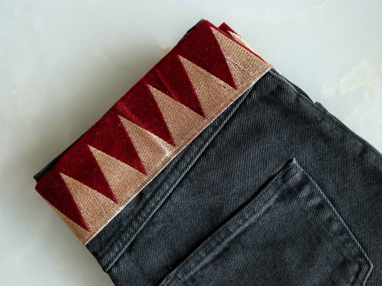 Maroon Gold Triangle Velvet Trim,Indian Temple Weave Border,Burgundy Gold Pyramid Lace,Velvet Saree Border,Price/mtr