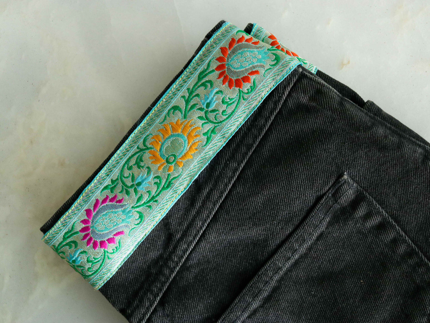 Blue Floral Banarasi Trim,Brocade Silk Border,Indian Brocade Lace,Banarasi Saree Border,Blue Bridal Trim,Price/mtr