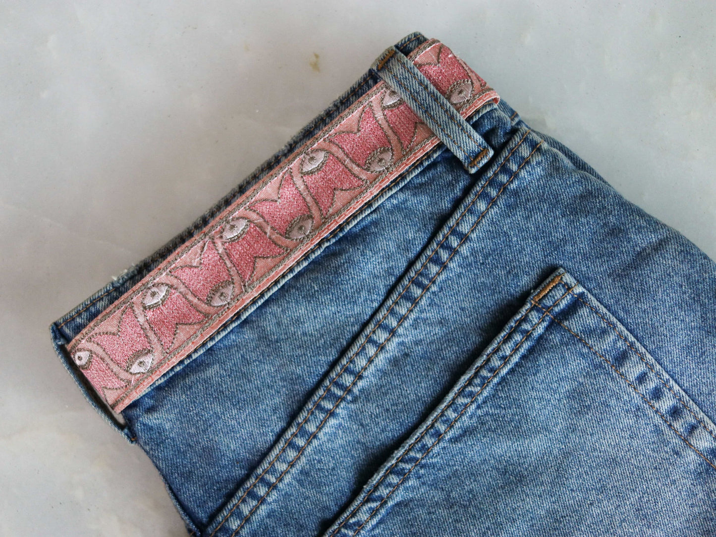 Pink Madhubani Fish Embroidered Trim,Indian Tribal Folk Embroidery Border,Quirky Boho Animal Lace,Fish Saree Border,Price/mtr
