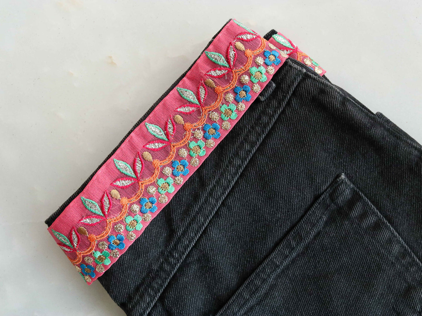 Pink Green Floral Embroidered Trim,Pink Tissue Floral Lace,Indian Fabric Trim,Pink Green Floral Organza Saree Border,Price/mtr