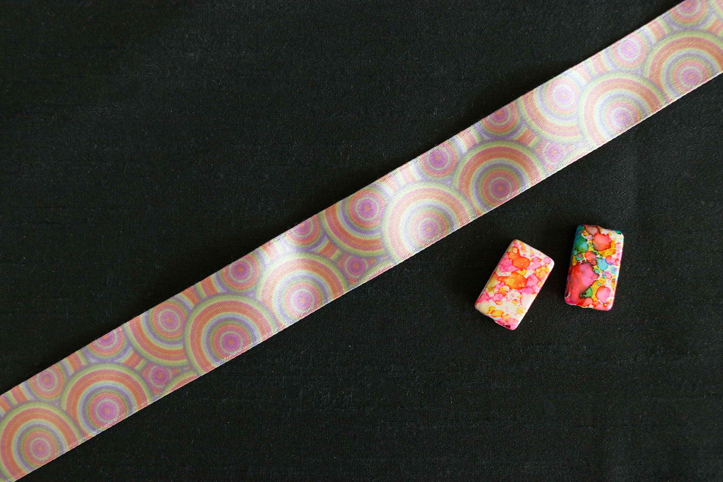 Pastel Polka Digital Print Trim, Circle Printed Border, Quirky Boho Digital Print Lace, Psychedelic Digital Saree Border, Price/mtr