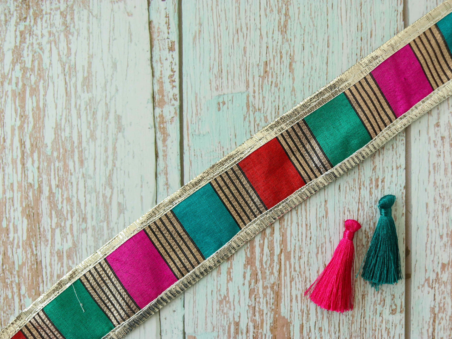 Pink Blue Silver Stripe Trim,Red Green Festive Printed Border,Boho Designer Bridal Lace,Stripe Gota Saree Border,Price/mtr