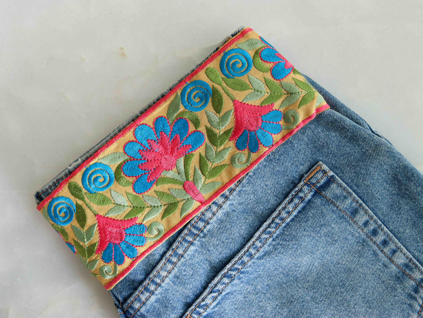 Yellow Blue Floral Embroidered Trim,Indian Fabric Border,Yellow Pink Floral Lace,Parsi Embroidery Yellow Floral Saree Border,Price/mtr