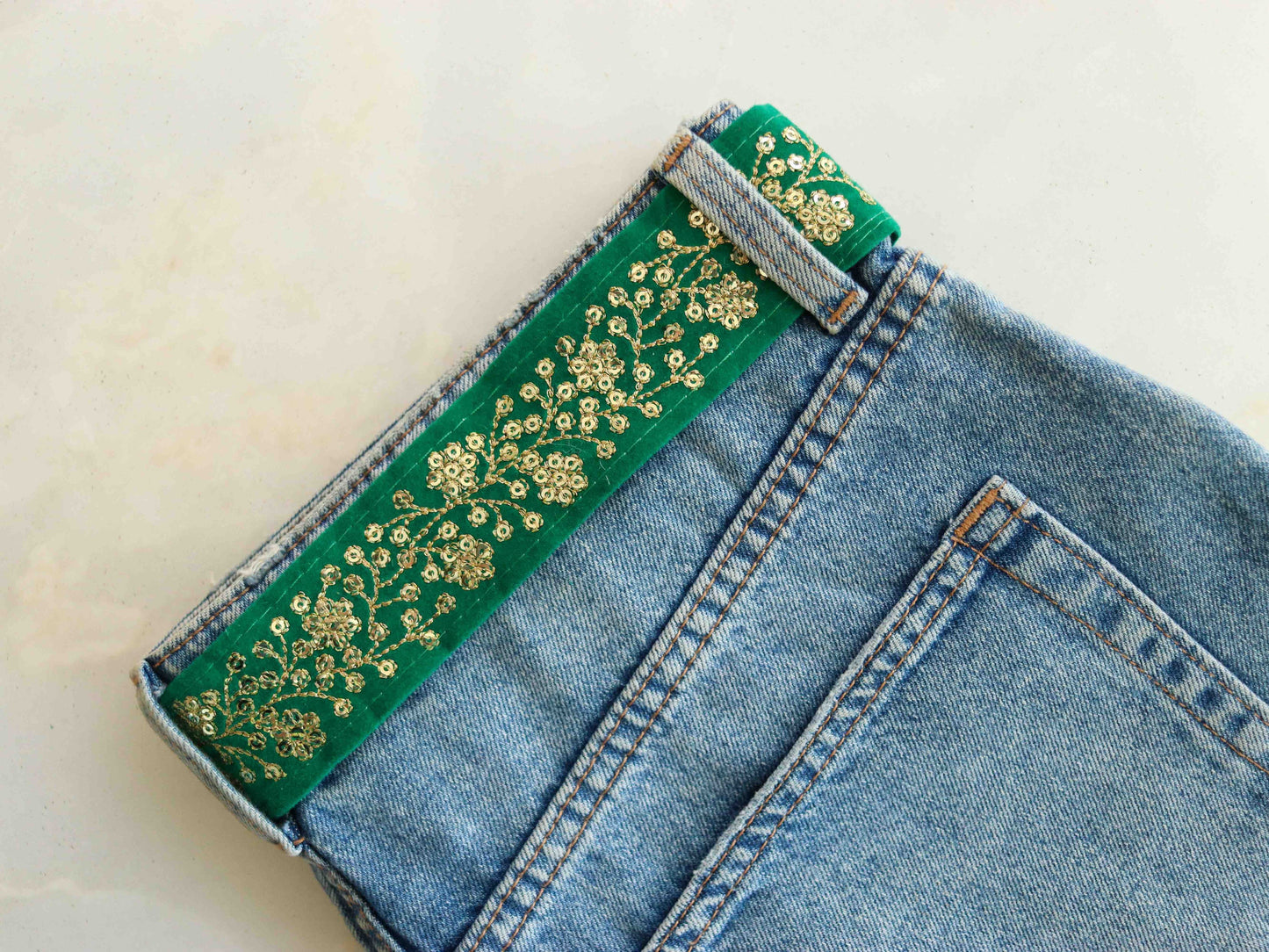 Green Gold Floral Velvet Trim,Indian Floral Embroidered Border,Green Gold Floral Lace,Velvet Saree Border,Price/mtr