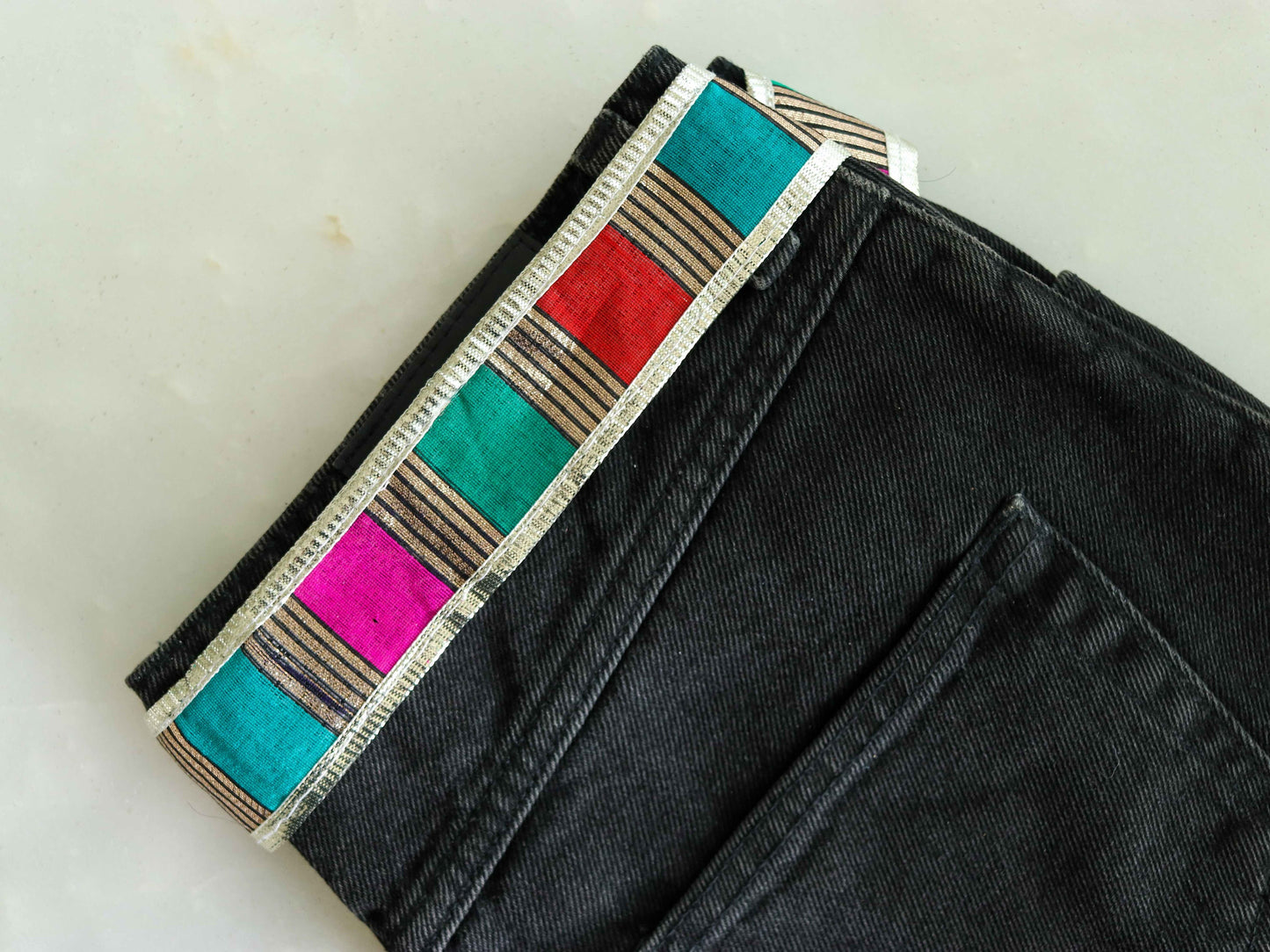 Pink Blue Silver Stripe Trim, Red Green Festive Printed Border, Boho Designer Bridal Lace, Stripe Gota Saree Border, Price/mtr