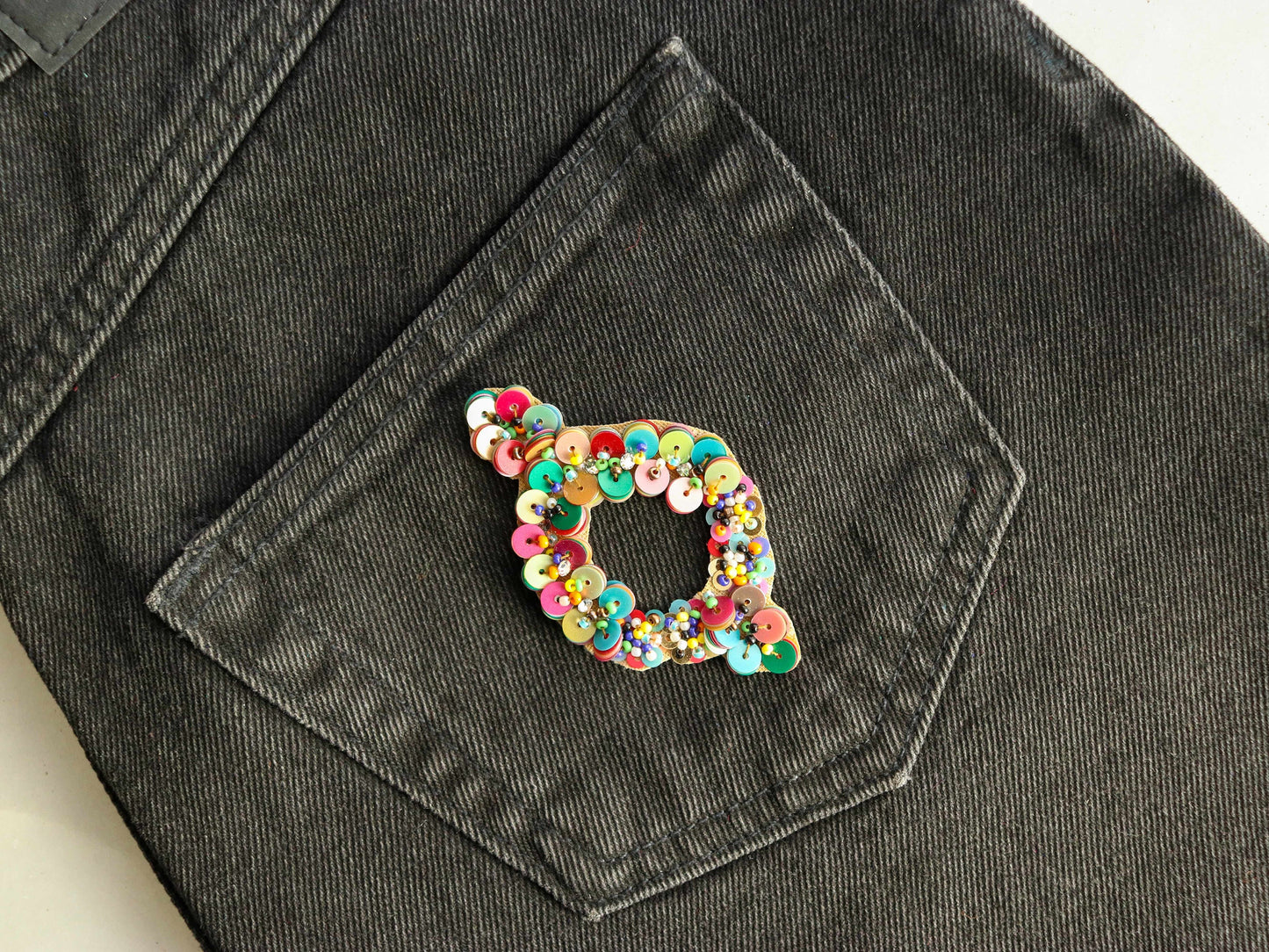 Multicolour Sequin Beaded Patch,Handmade Pastel Colour Sequin Cutwork Applique, Boho Quirky Sequin Patch,DIY Patch