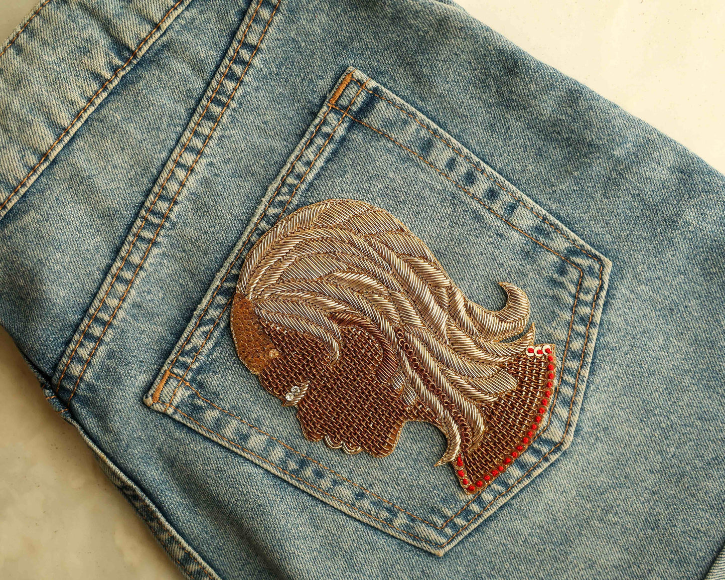 Virgo Zodiac Gold Embroidered Patch,Handmade applique, Sun Sign Patch,Star Sign Applique, Virgin Maiden Zodiac Patch,DIY Patch