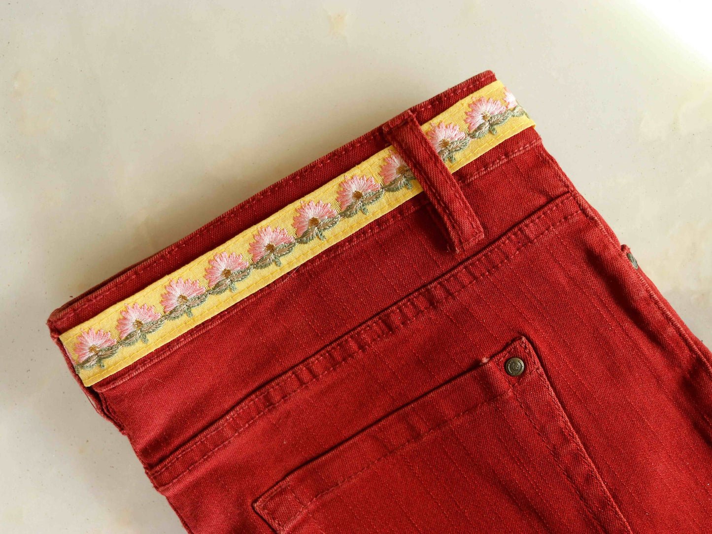 Yellow Pink Floral Embroidered Trim, Indian Fabric Embroidered Border, Pastel Yellow Floral Lace, Floral Saree Border, Price/mtr, CL