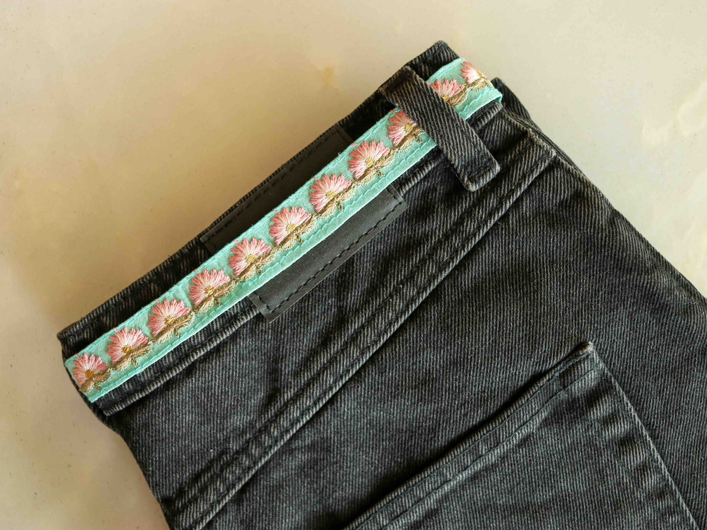 Green Pink Floral Embroidered Trim,Indian Fabric Embroidered Border,Mint Green Floral Lace,Pastel Floral Saree Border,Price/mtr