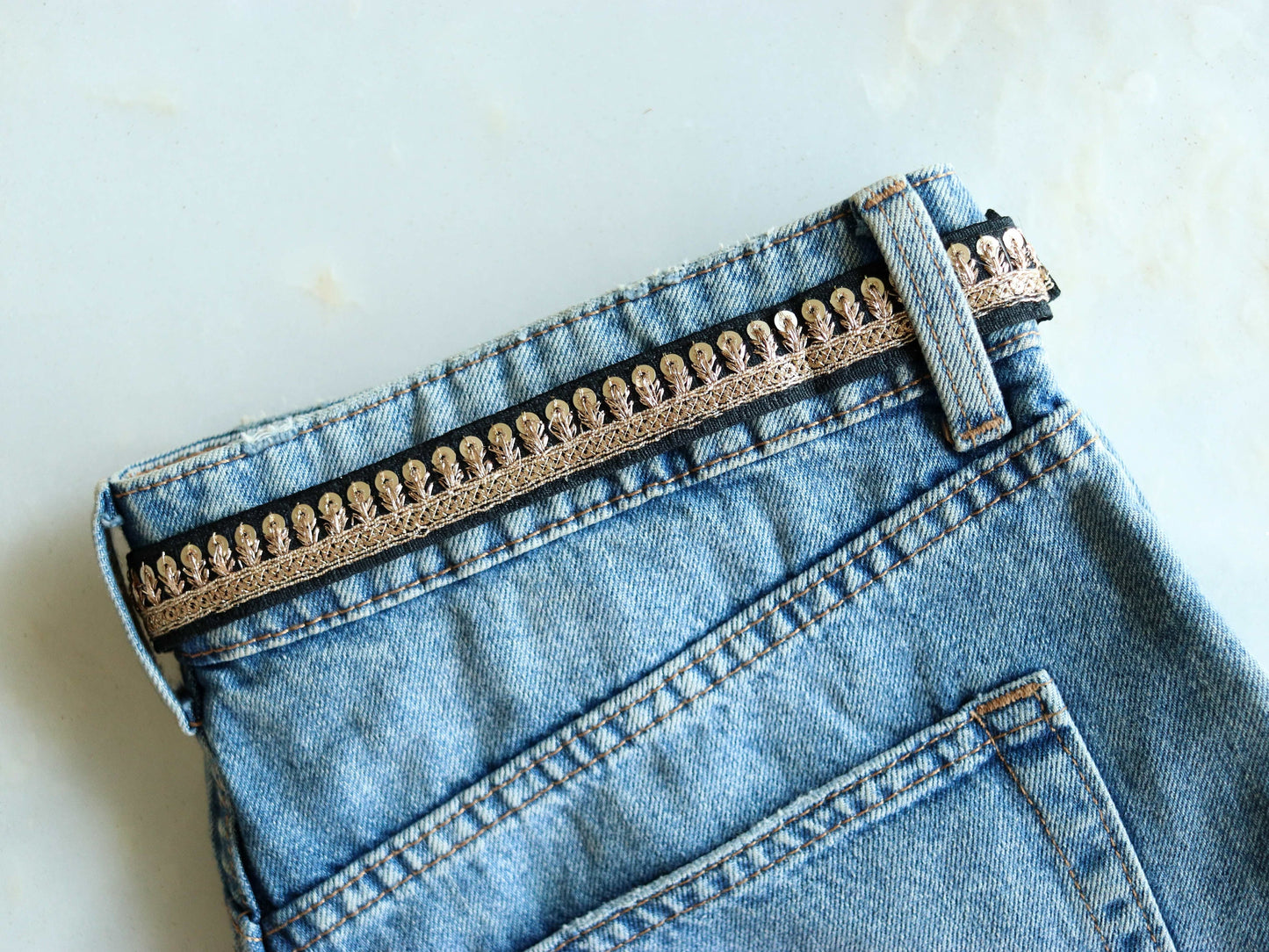 Black Gold Thin Sequin Trim,Embroidered Indian Border,Black Gold Floral Lace,Black Saree Border,Price for 2 mtrs