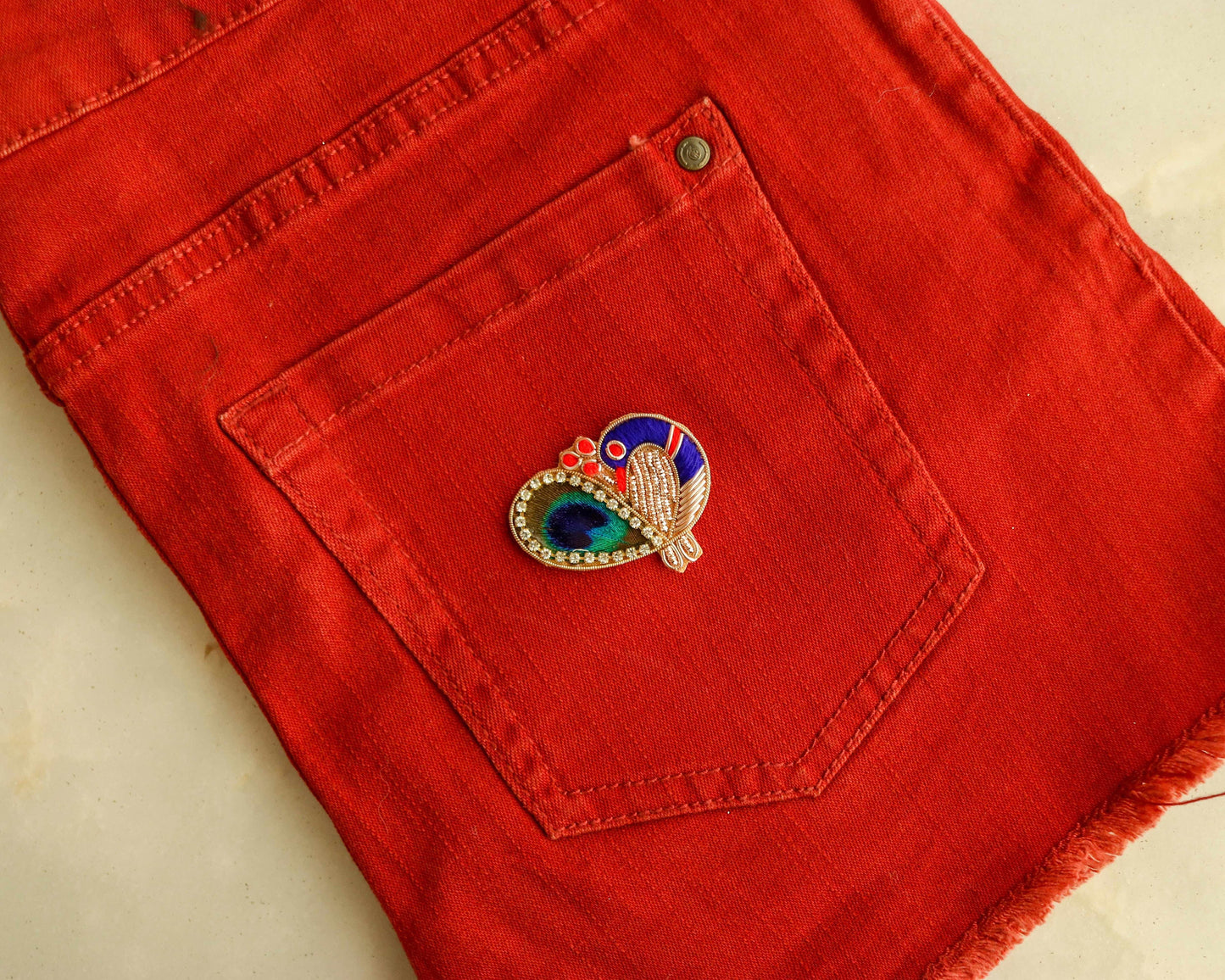 Colourful peacock embroidered patch,Handmade peacock sequin applique, Indian bird patch,Sew on Applique,DIY Patch